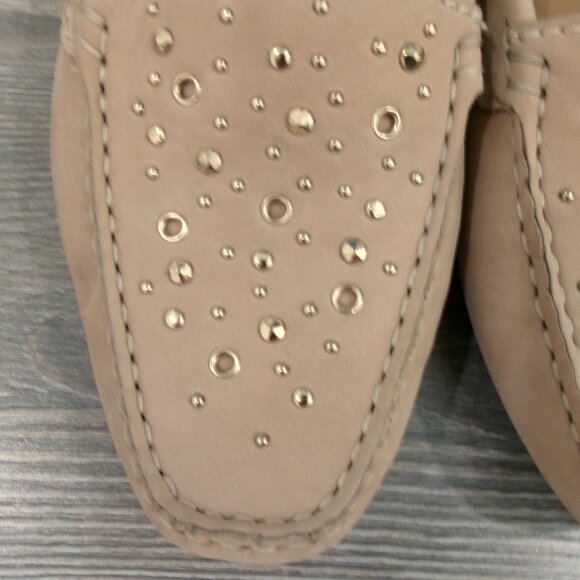 Like New Clarks Artisan Suede Leather Tan Driving Loafers with Gold Studs 9 - Picture 11 of 15